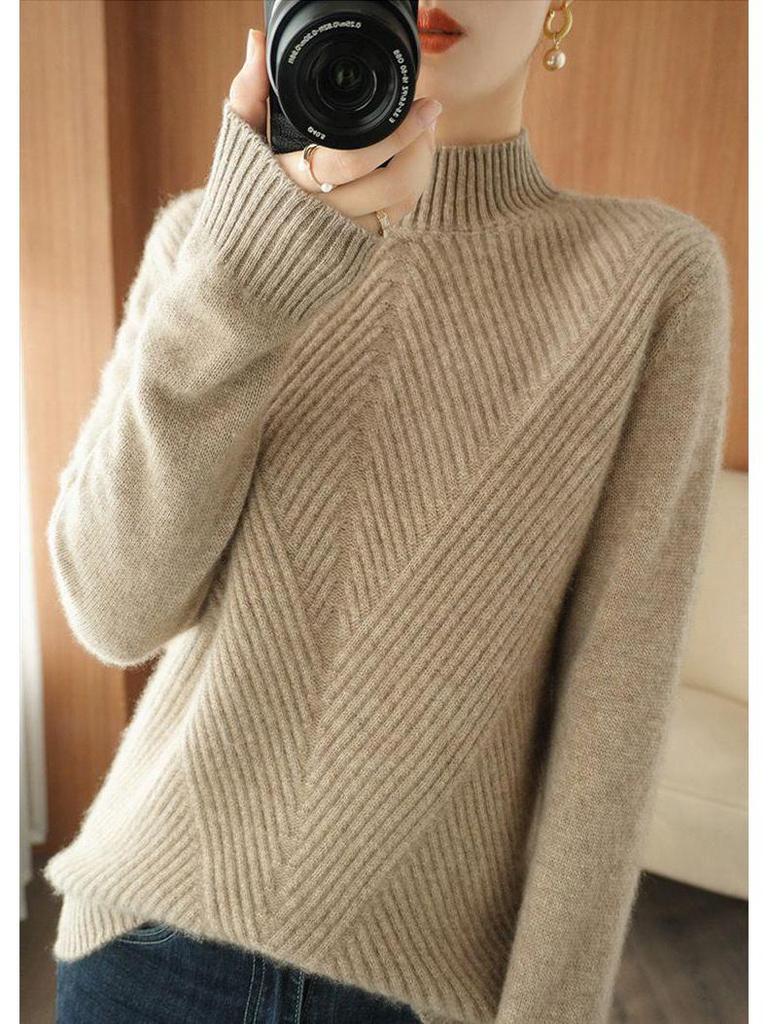 Women's Mid-Length High-Neck Wool Knit Sweater Dress for Autumn/Winter 2025 - Thickened Inner Layer