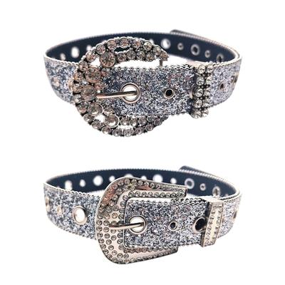 Elegant Rhinestone Buckle Waist Belt for Adult Full Sequins Belt for Jeans Skirt