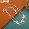 925 Sterling Silver Double-Layer Fine Chain AAA Zircon Butterfly Bracelet - Exquisite Gift Jewelry