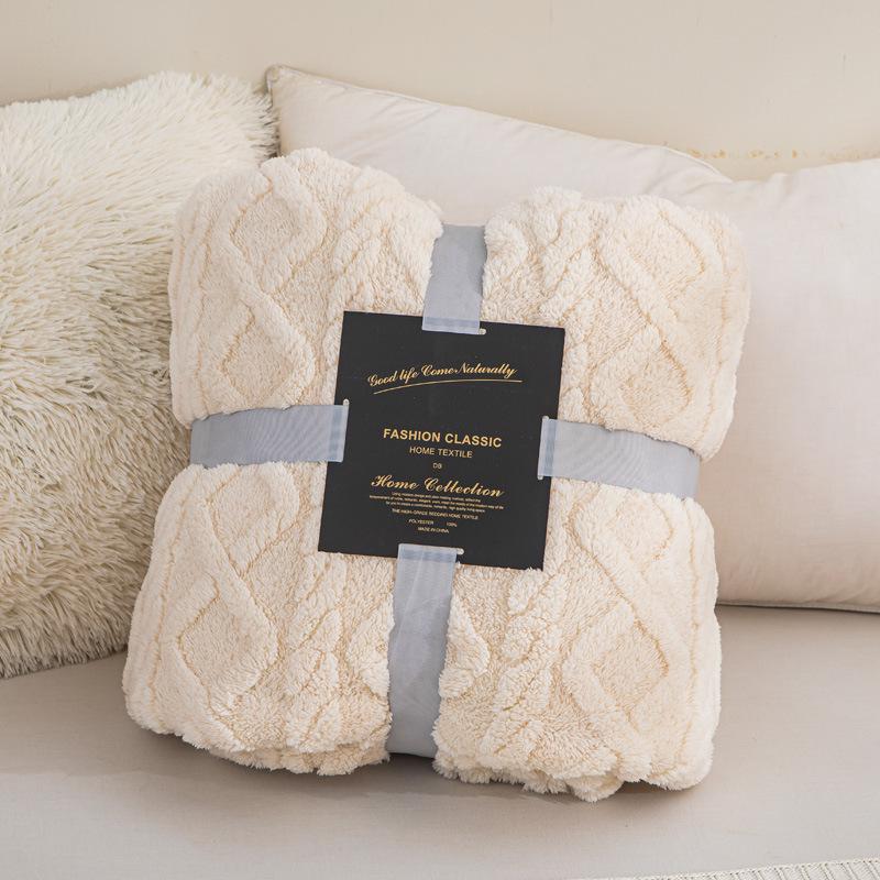 Thickened Taffeta Flannel Throw Blanket - Jacquard Coral Fleece Gift or Nap Blanket Gift Box