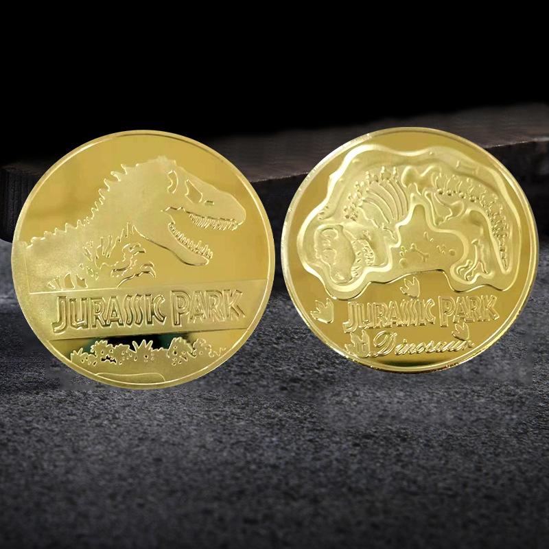 Souvenir Coin Medallion Badges Coins Jurassic Park Movie Peripherals Coins Tyrannosaurus Rex Dinosaur Commemorative Coin