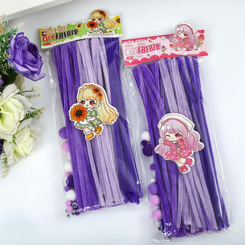 100-Pack Eco-Friendly Glitter Pipe Cleaners - DIY Educational Tinsel Chenille Stems for Kids