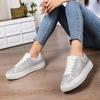 TUINANLE Damen Plateauschuhe Strass Dicksohlen Rosa Designer Schuhe Glänzende Kristall Sneakers Trend Casual Sneakers