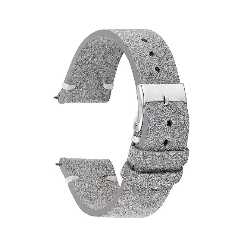 

Soft Suede Leather Watch Strap 18mm 20mm 22mm Vintage Bracelet Band Replacement Wristband Universal Handmade Stitching Watchband 22mm сірий колір