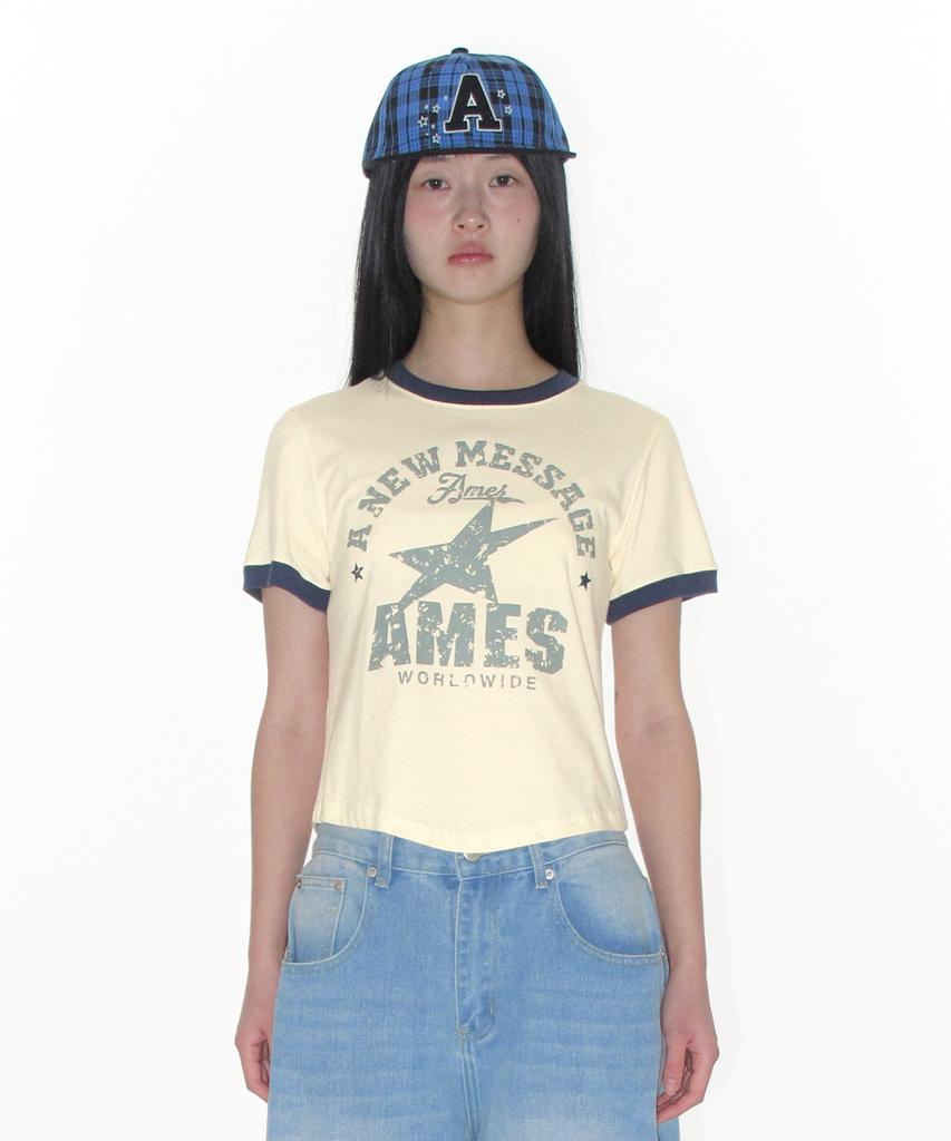 AMES-WORLDWIDE Vintage Star Tee Cream