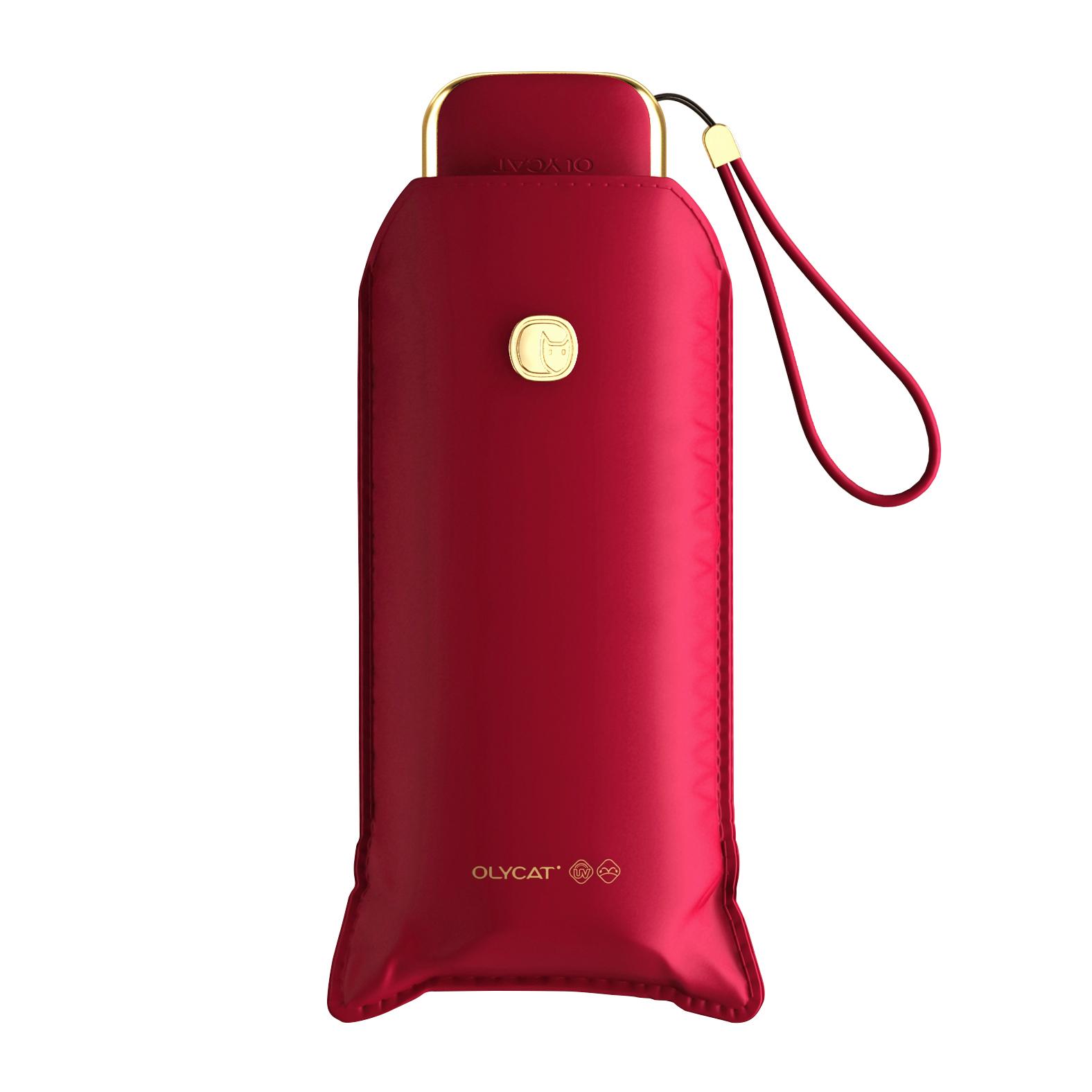 

Креативный пятикратный зонт от дождя, женский карманный мини-зонт с защитой от ультрафиолета, портативный зонт от солнца для девочек, плоский зонтик для путешествий красный