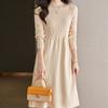 Taillenbetonendes Strickkleid für Damen Einfarbig Lässig Midilang Pullover A-Linien-Pulloverkleid für Herbst und Winter
