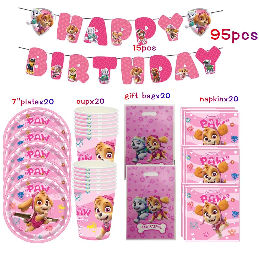 Birthday Decorations Paw Patrol for Girl Paw Patrol Birthday Kit Tablecloth Plate Cup Baby Shower Skye Birthday Party Favors