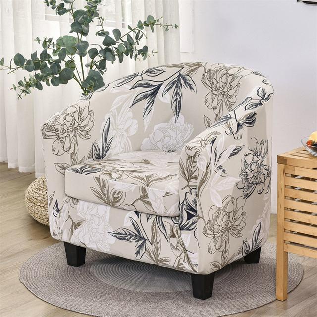 Pastoral Style Sofa Cover Club Armchair Covers Stretch Single Chair Sofa Slipcovers Elastic Coffee Bar Soft Couch Cover