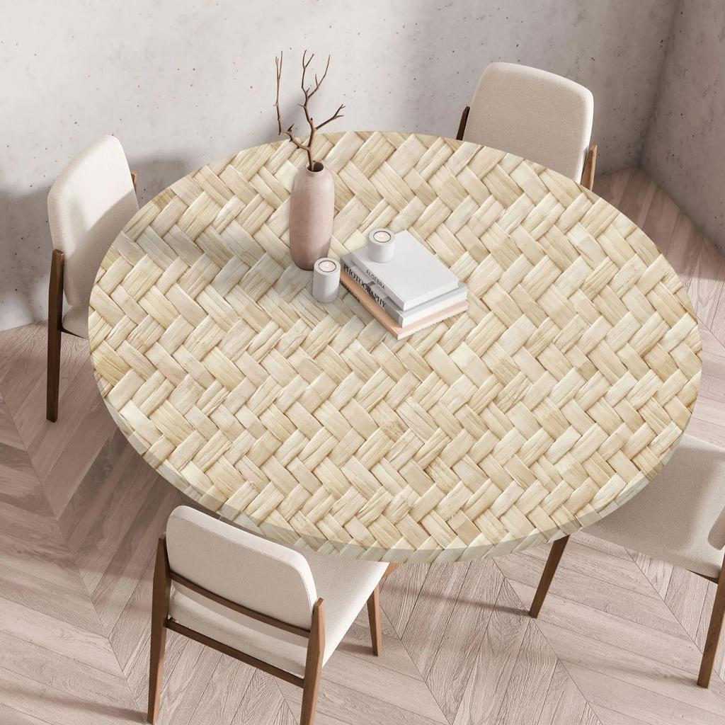 60/90/120Cm Round Table Cover Waterproof Oil-Proof Tablecloth Elastic Fitted Round Table Cover for Kitchen Dining Wedding Party