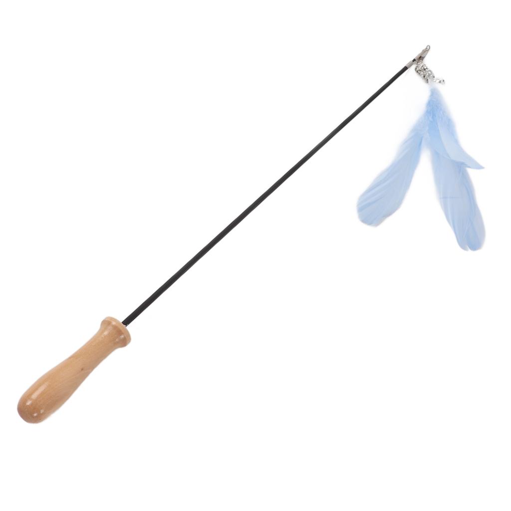 Lustiger Katzenstab Einziehbarer Federglöckchen Lustiger Katzenstab mit Holzstange für WohnungskatzenBlau