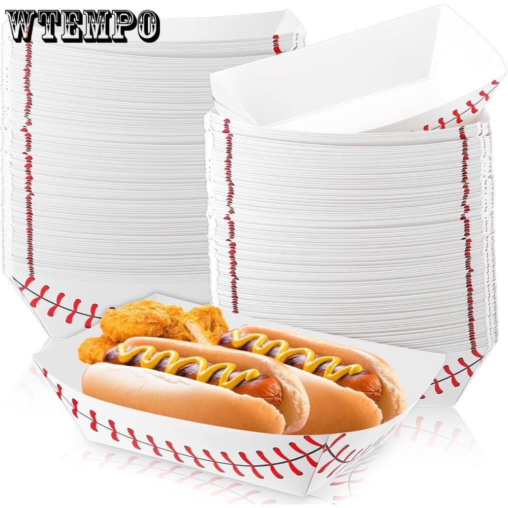120pcs Baseball Party Supplies Paper Food Trays Disposable Serving Tray Nacho Food Boats for Baseball Birthday Decorations