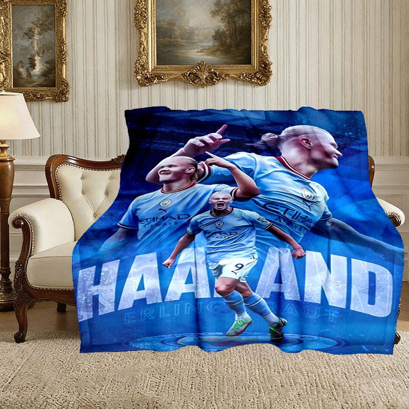 1 Stück Gemütliche Erling Haaland Decke, Leichte & Strapazierfähige Druckdecke, Perfekt für Zuhause, Sofa, Bett, Picknick, Reisen, Büro