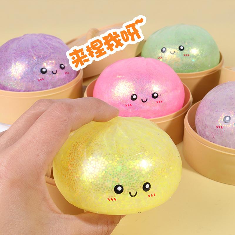 Simulation Bun Stress Relief Toy Creative Fake Bun Squishy Slow Rising Decompression Plaything Expression Big Bun Adult Kids Stress Reliever