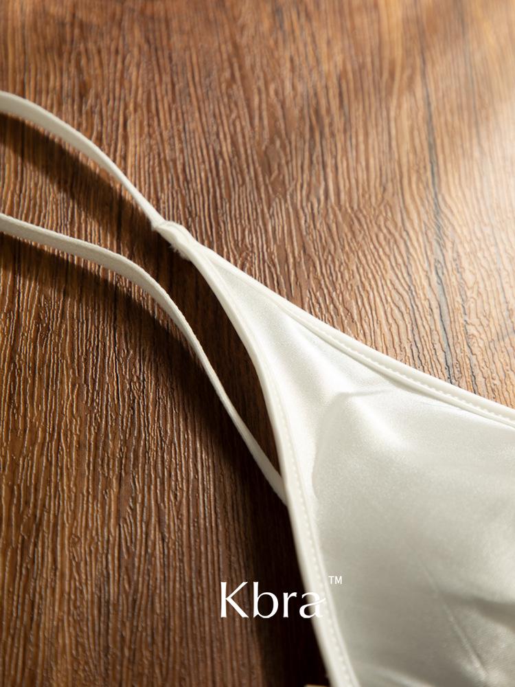 French Satin Lace Triangle Cup Push-Up Bra for Small Breasts - Women's Anti-Sagging Lingerie with Side Support.