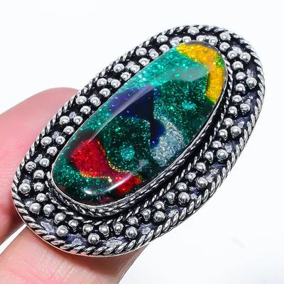 Natural Dicorich Glass Gemstone 925 Sterling Silver Gift Ring Size 8.5 i7N98
