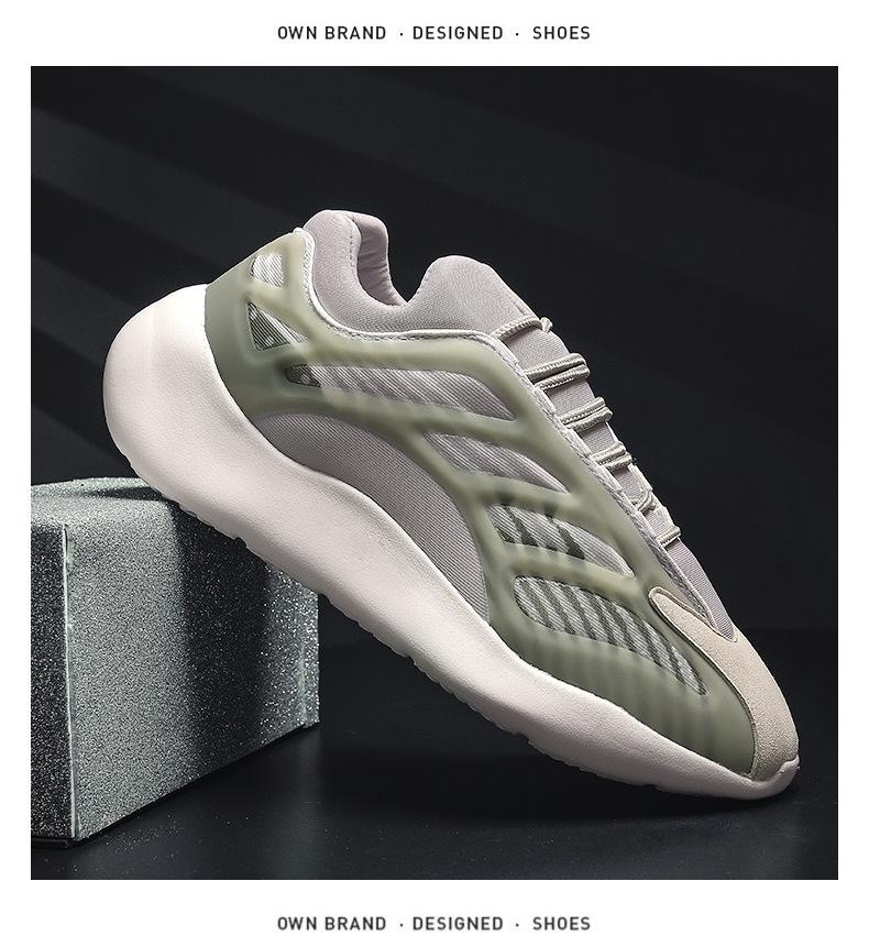 700V3 Kokosové táty boty: Svítící kostlivý styl, Trendy velké pánské tenisky pro páry