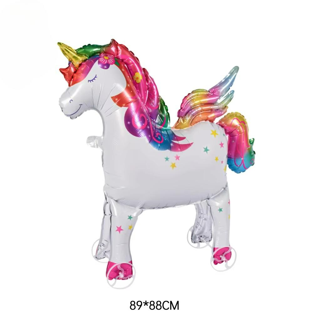 16pcs Cute Walking Animal Foil Balloons with Wheels Walking Wheels Elephants Dinosaurs Lions Rabbits Children's Toy Balloons