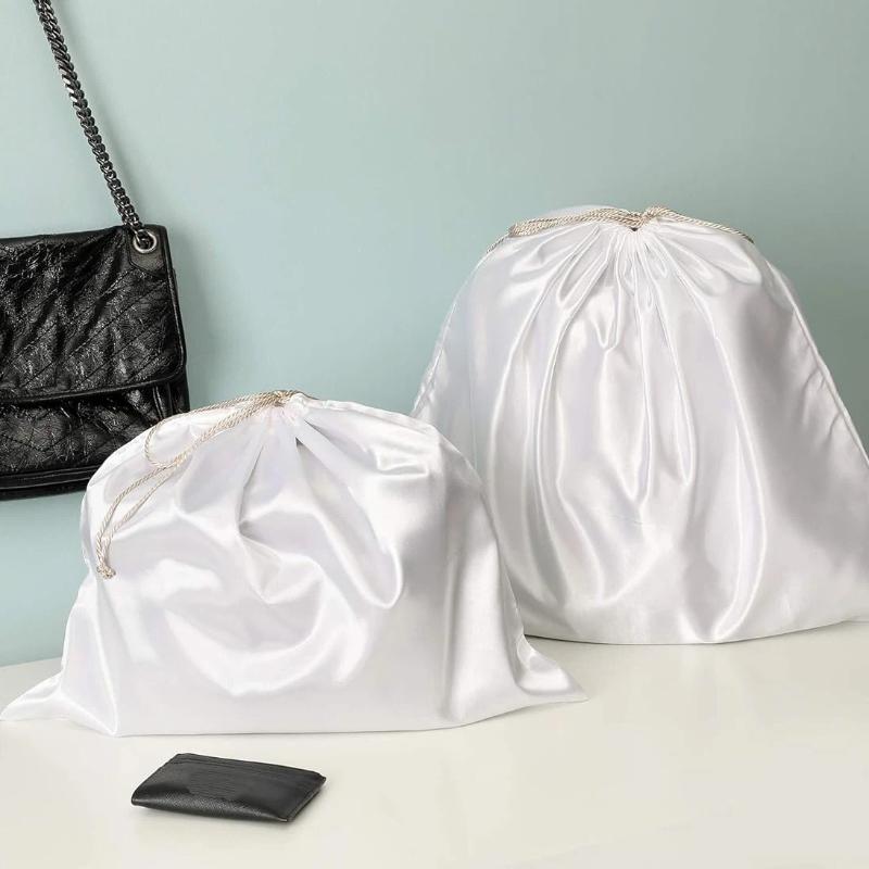Silk Cloth Dust Bags Fashion Dustproof Travel Drawstring Pouch Thick Dust Cover Storage Bags Handbags