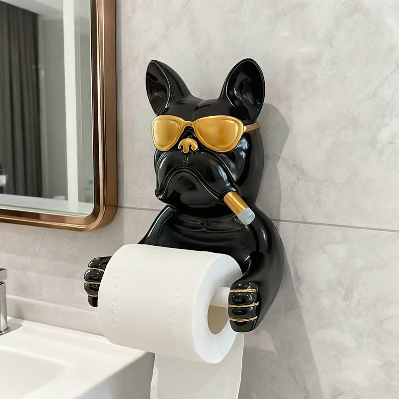 1PC Bulldog Shape Wall-mounted Tissue Holder - Resin Material, No Metal Tube Required, Suitable for Bathroom Decoration and Storage