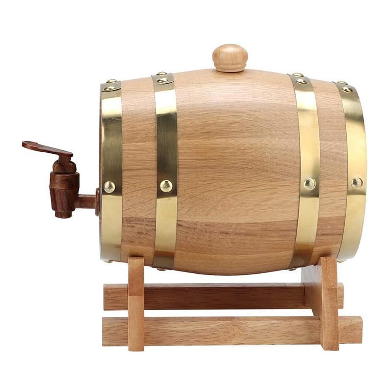 1.5L Red Oak Wooden Barrel for Home Brewing Whiskey and Red Wine