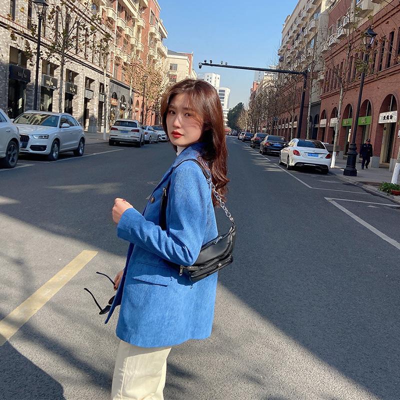 Podzimní dvouřadá manšestrová bunda pro ženy