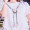 Perfect Gift Stainless Steel Bolo Necklace with Sliding Block Design and Rhinestones Design for Daily & Parties