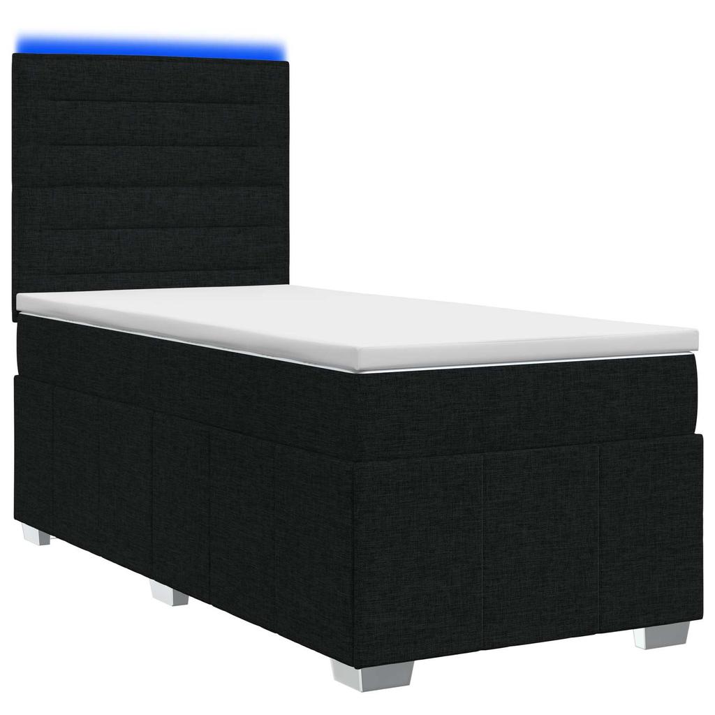 LED Boxspring Bed with Mattress Black 80 X 200 Cm Fabric