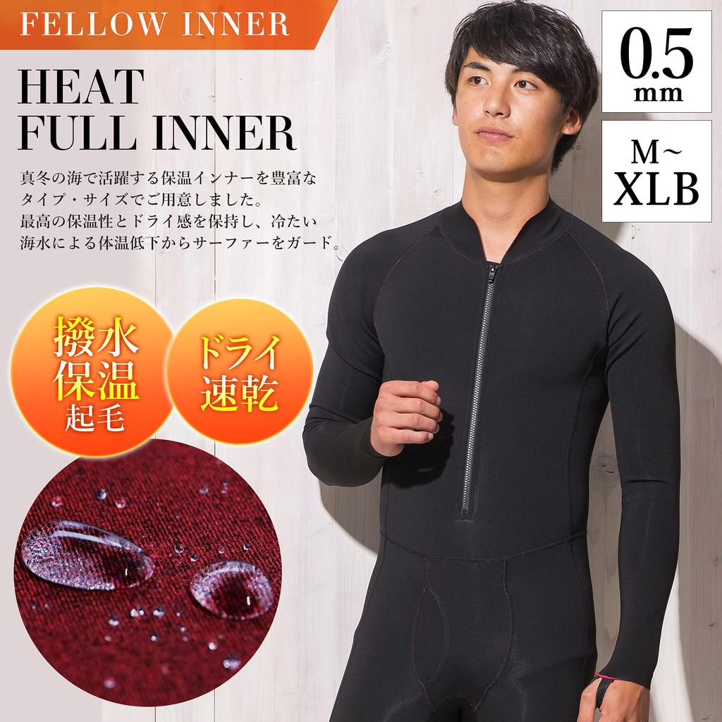 FELLOW Thermal Inner Full Suit for Fleece Fleece Water Japanese ML Size Men, Surfing, Lining, Heatmax, Inner, Wetsuit, Semi-Dry Suit, 0.5mm,