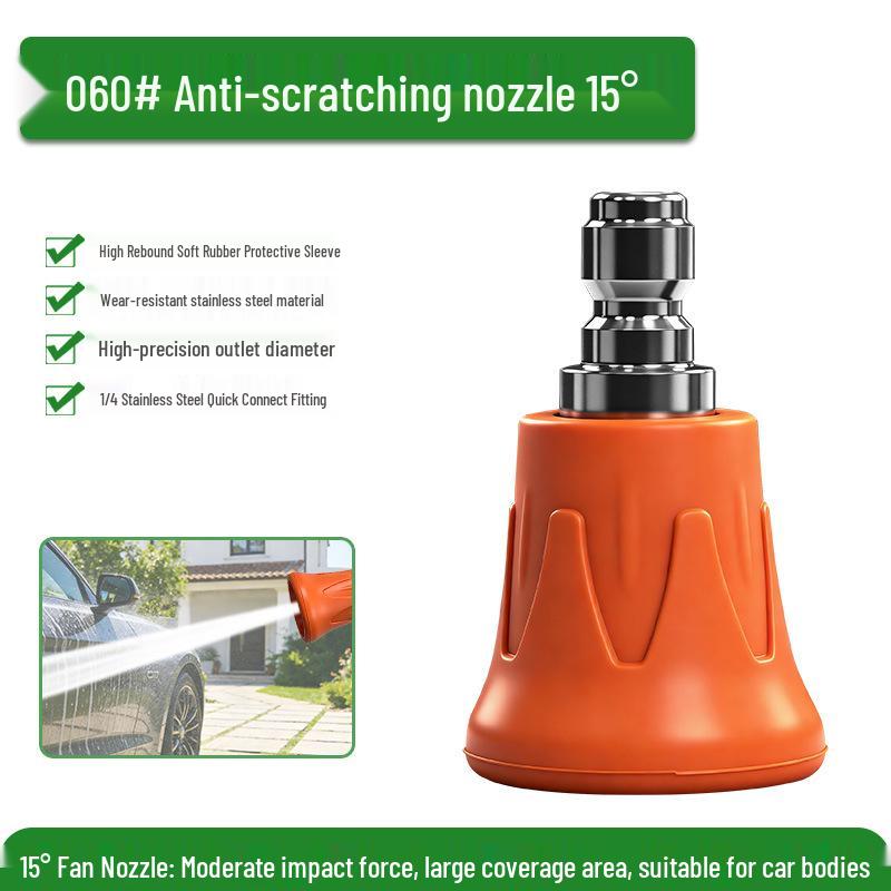 1/4 Quick Connect Colored Fan-Shaped High-Pressure Washer Nozzle with Stainless Steel and Rubber Sleeve