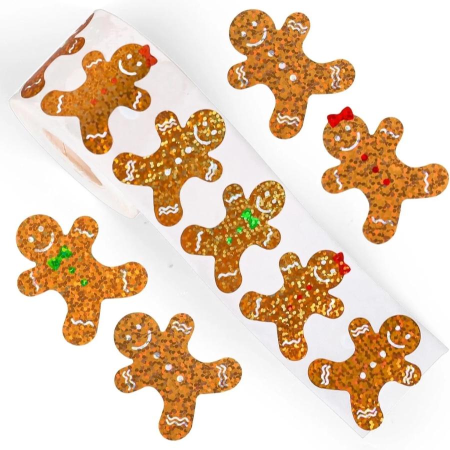 

50pcsChristmas Gingerbread Man Sticker Cartoon Laser Envelope Gift Packaging Box Decoration Sticker Label Gift Bag Sealing Stick