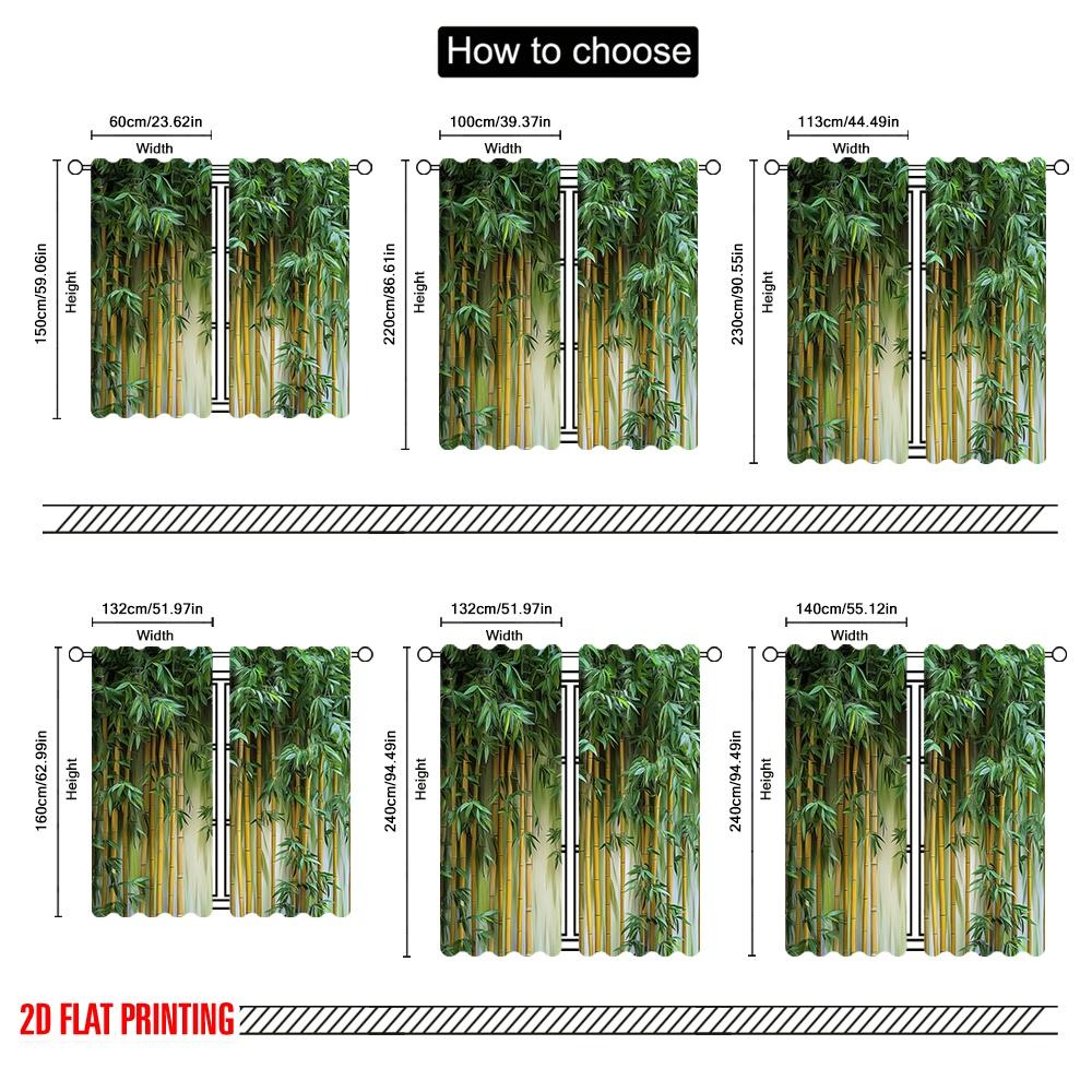 2D flat printing 2pcs Hot Colorful Summer Curtains bamboos Light Filter Family Party Decoration Suitable for Holiday Parties