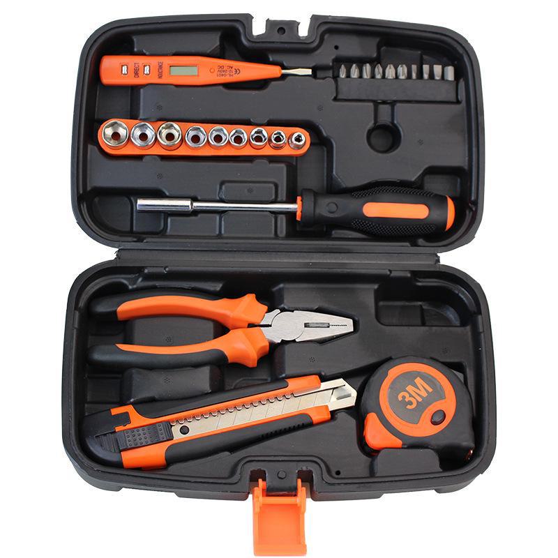 Household Hardware Tool Set: Electric & Impact Drill Combo with Toolbox for Vehicle Repair