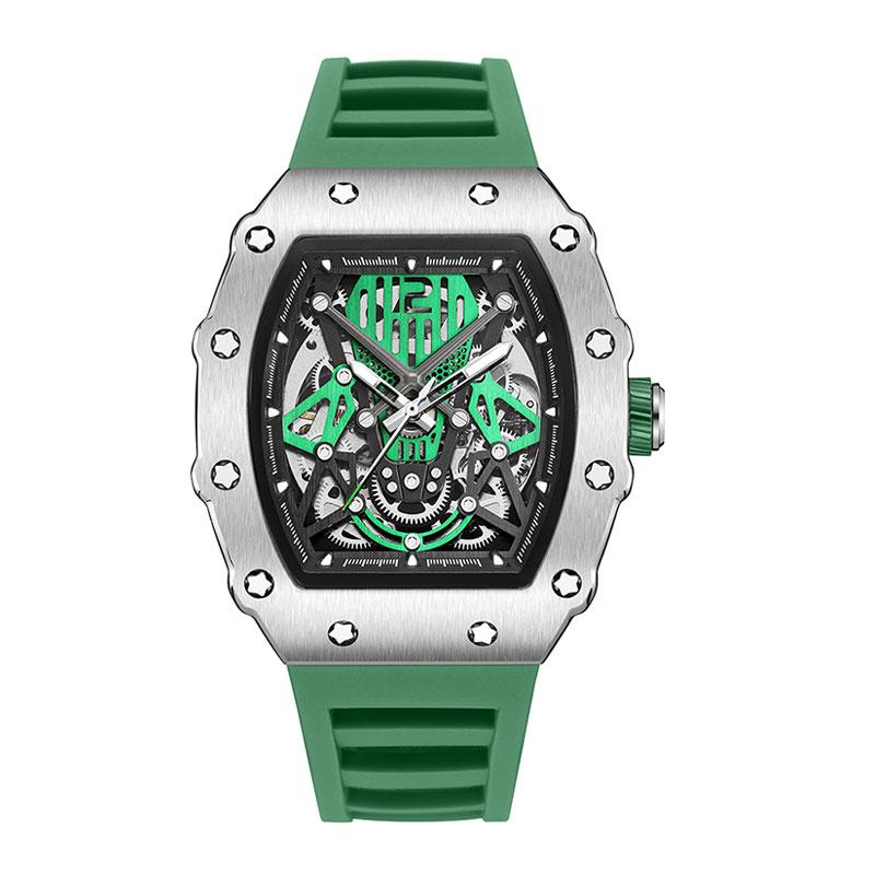 Moderne Ruimas Marke Automatische Uhr Für Männer Sport Silikon Wasserdicht Mechanische Armbanduhr Mit Silikonarmband Tonneau Zifferblatt