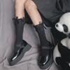 Japanese Lolita Retro White Satin Bow Trendy Cool Dark Jk Two Wear Stacked Calf Socks