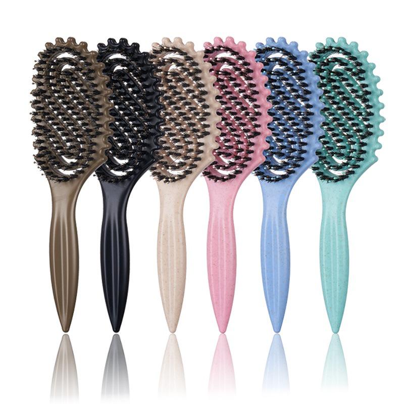 Hollow Massage Bounce Comb with Boar Bristles for Fluffy Curly Styling
