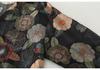Autumn 2025 Artistic Retro Floral V-Neck Shirt: Cotton Linen, Age-Reducing, Plus Size, Casual