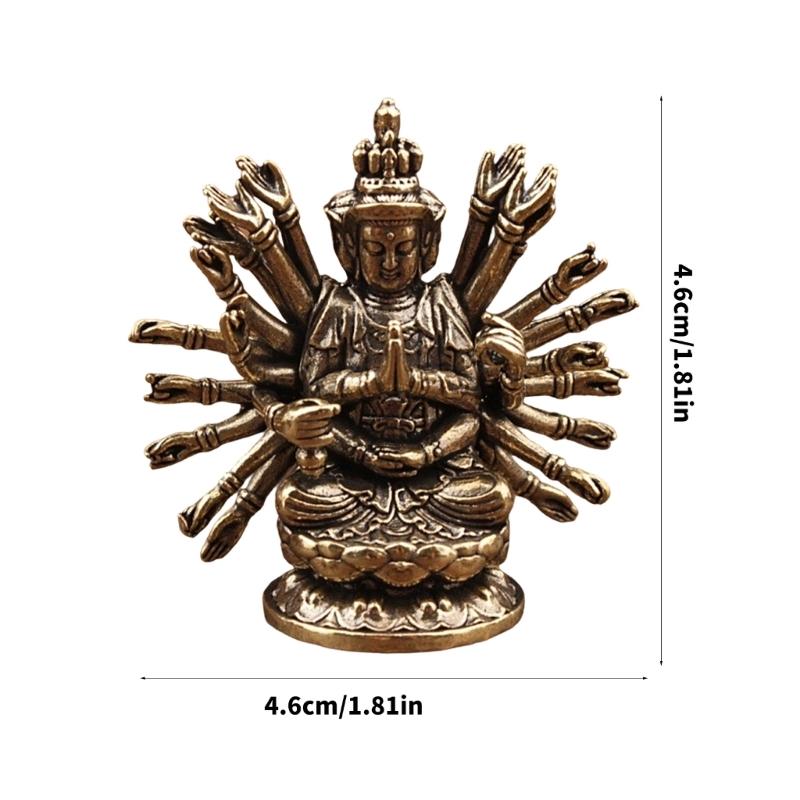 Elegant Brasses Thousand Hands Guanyin Statue Buddhist Decors For Home Office Meditations Space Spiritual Gift Ornament