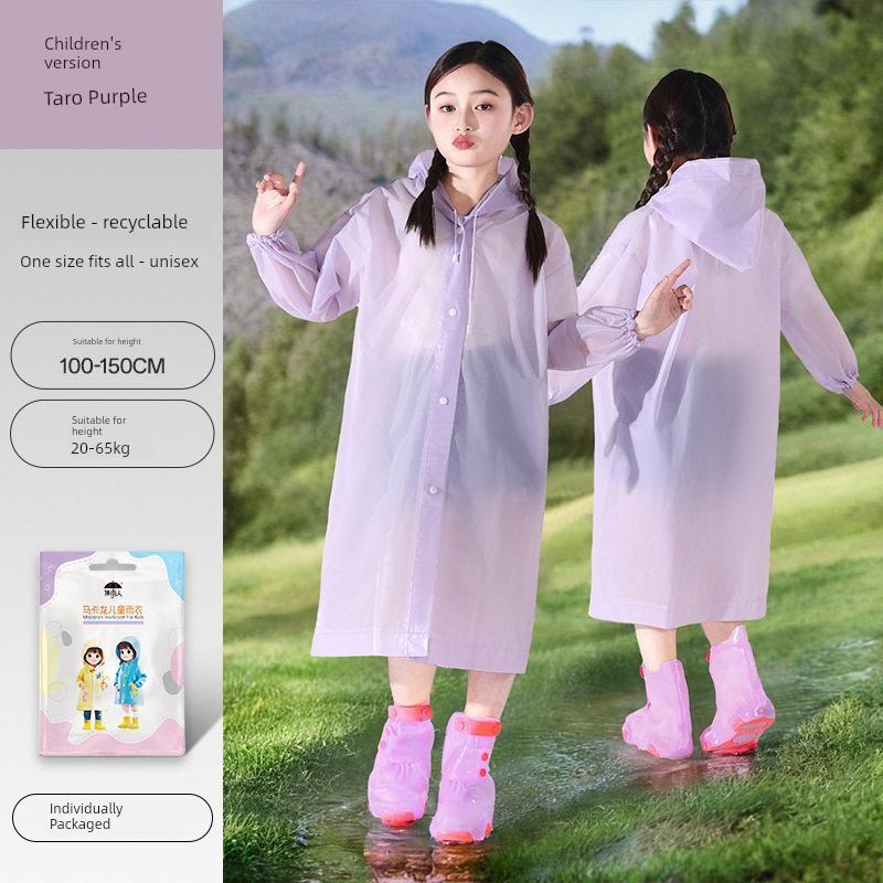 Children's Raincoat for School, Long Version for Boys and Girls, Full-Body Protection Against Heavy Rain, Suitable for Primary and Secondary School