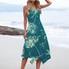 Abito lungo da donna casual, senza maniche, con scollo rotondo, stampa floreale vintage e orlo irregolare