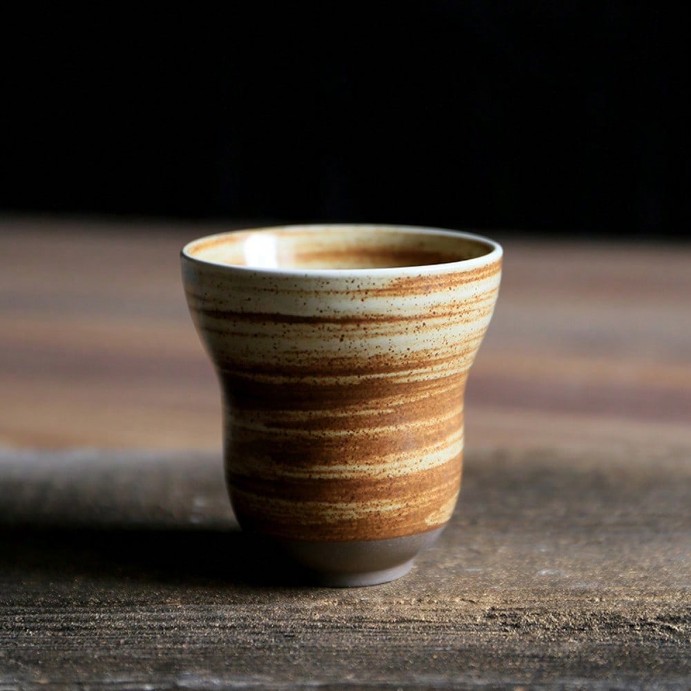 Japanese Raku Pottery MugHand-PaintedVintageCeramic Cup for Tea/Coffee 100-200ml NaturalTexture 5 Styles Home HotelRestaurantUse