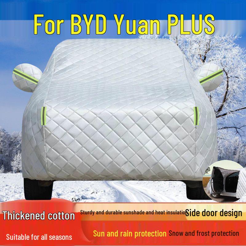 BYD Yuan PLUS Car Cover: Sun, Rain, Dust Protection, Heat Insulation, Full Exterior Coverage.