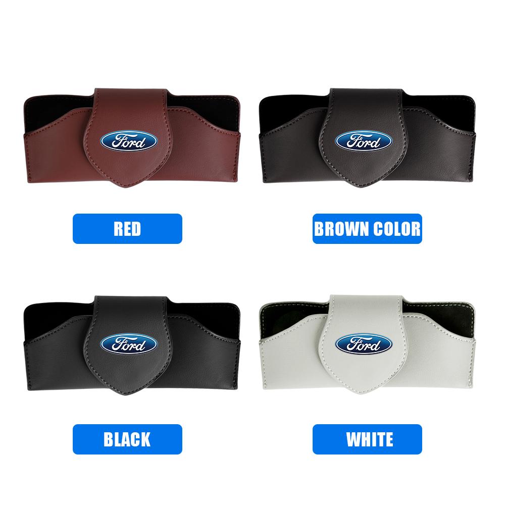 1pcs PU Leather Car Sun Visor Glasses Holder Glasses Storage Case For Ford Focus mk3 Fiesta Fusion STRACING Mustang Transit Kuga
