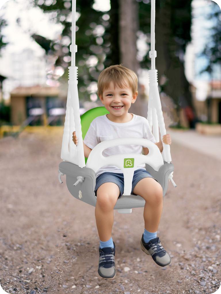 Ricokids 3-In-1 Elephant Bucket Swing, Gray And Green