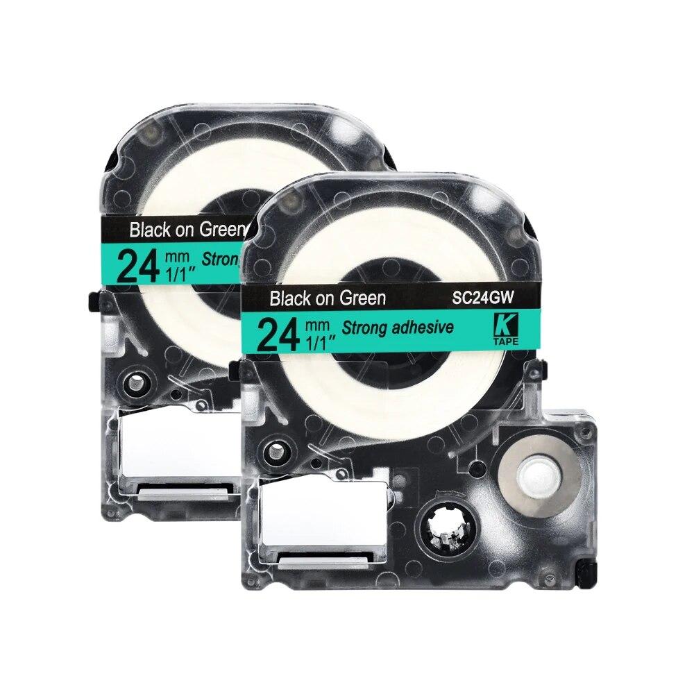 2 pachete de etichete multicolore de 24 mm Bandă de etichete compatibilă Epson LC-6WBN / SS24KW SC24RW SC24BW SD24K pentru imprimanta Epson LW400 500 600