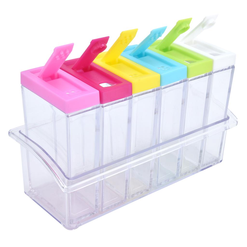 Pojemnik na przyprawy Sześcioczęściowy ABS spożywczy Słoik na sól i przyprawy Pojemnik do przechowywania Przybory kuchenne