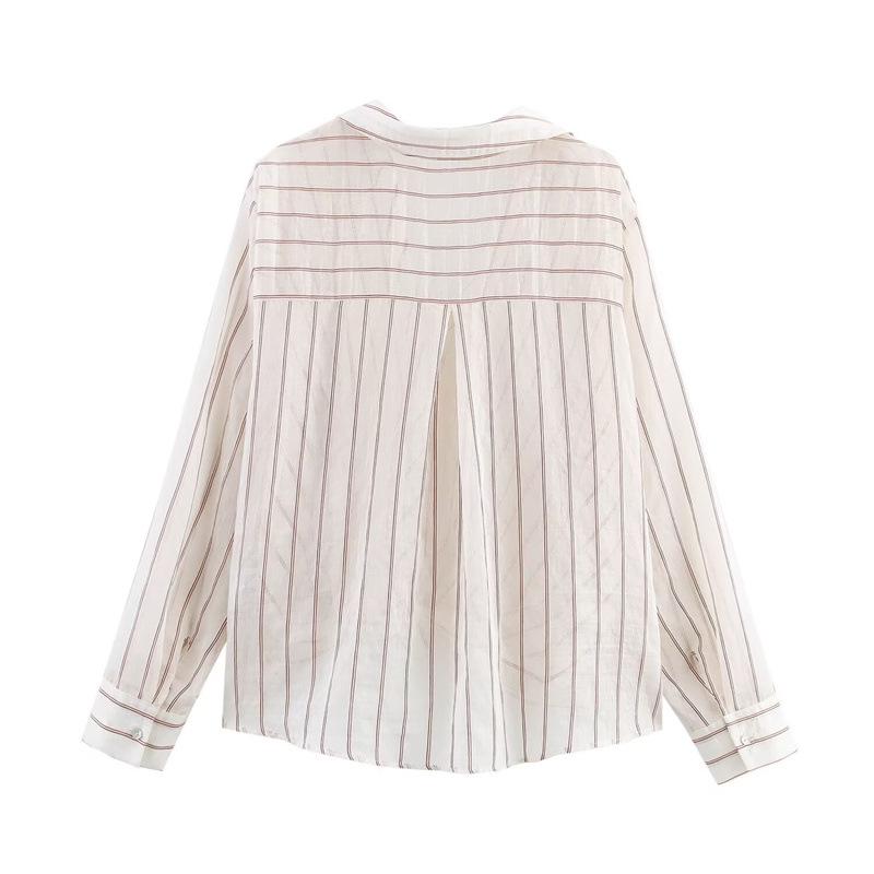 European & American Style Women's Casual Fashion Metal Line Pattern Shirt
