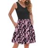 Women's Summer Fashion Casual V-neck Pleated Patchwork Vintage Floral Print Sleeveless Pocket Vest Dress
