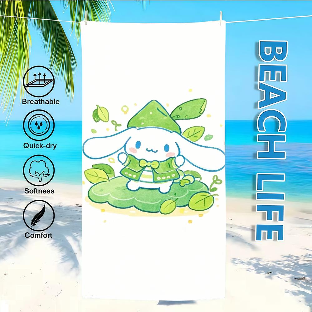 SRO Towel Textile Bathrobe C-CinnamorollS-ES Beach Quick-Drying Lightweight Portable Camping Swim Green Pool Leaf Travel