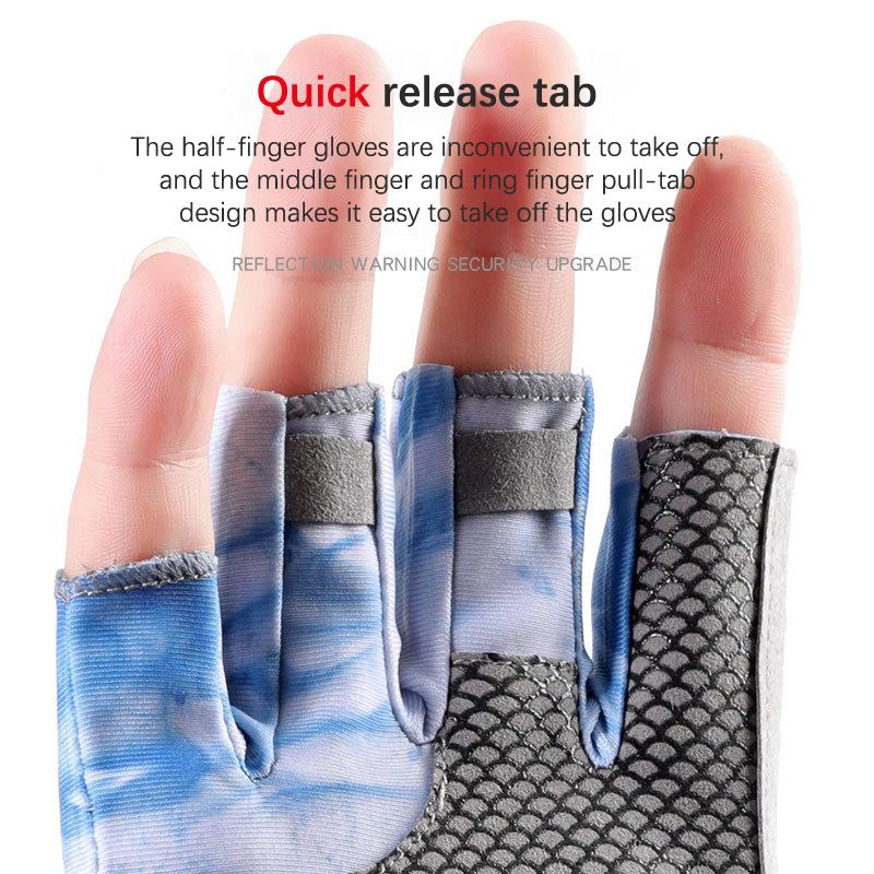 Men'S Summer Fishing Anti-Slip Wearable Cool Outdoor Professional Fishing G10-Dy Half Finger Gloves Ice Silk Breathable Soft Uv